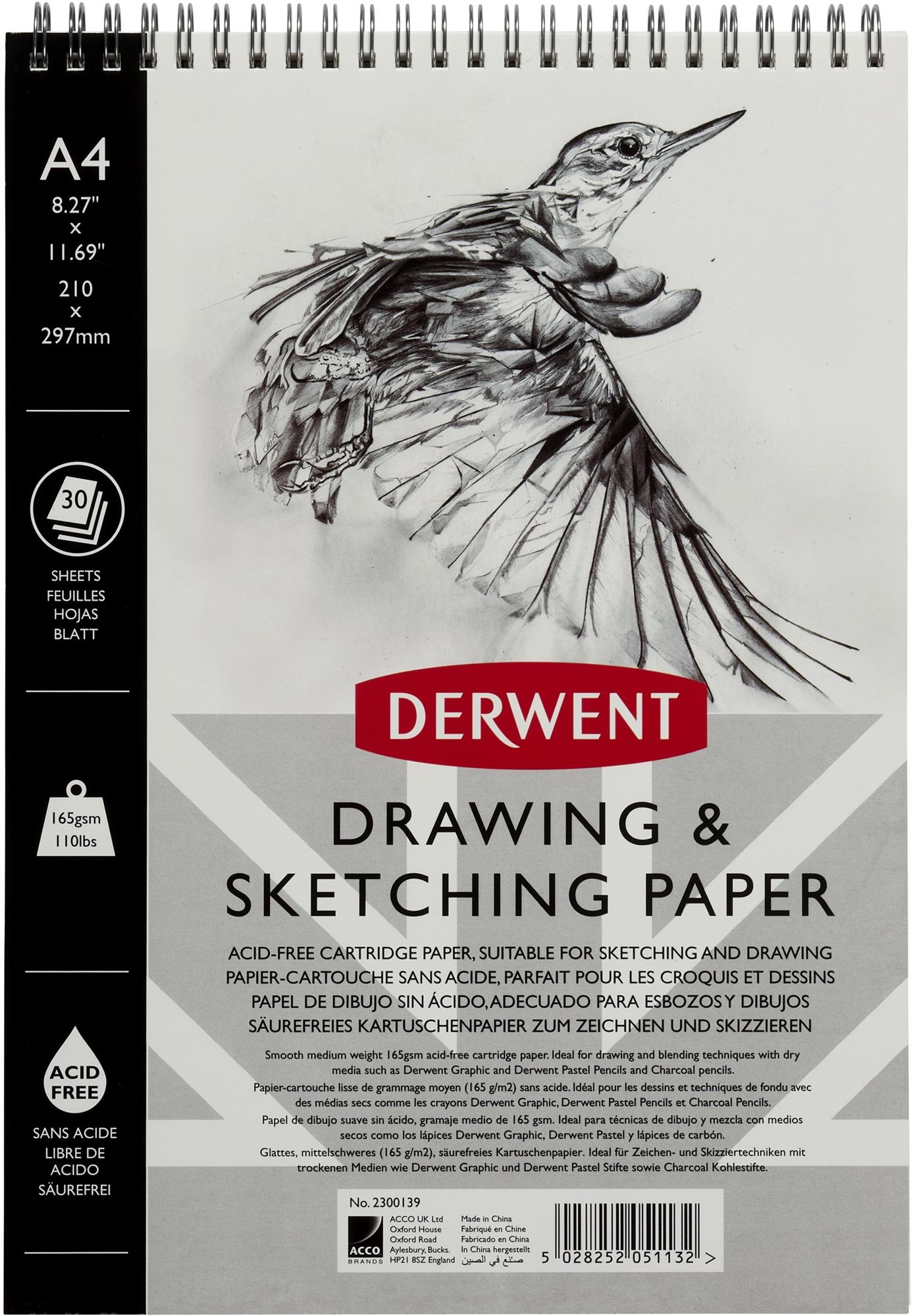 DERWENT Drawing & Sketching Paper A4/30 listov / 165 g/m2