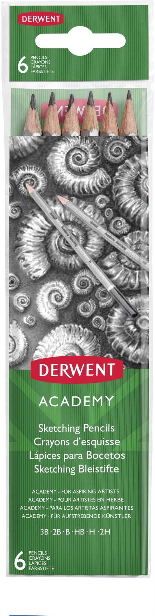 DERWENT Academy Sketching Pencils šesťhranná – súprava 6 tvrdostí
