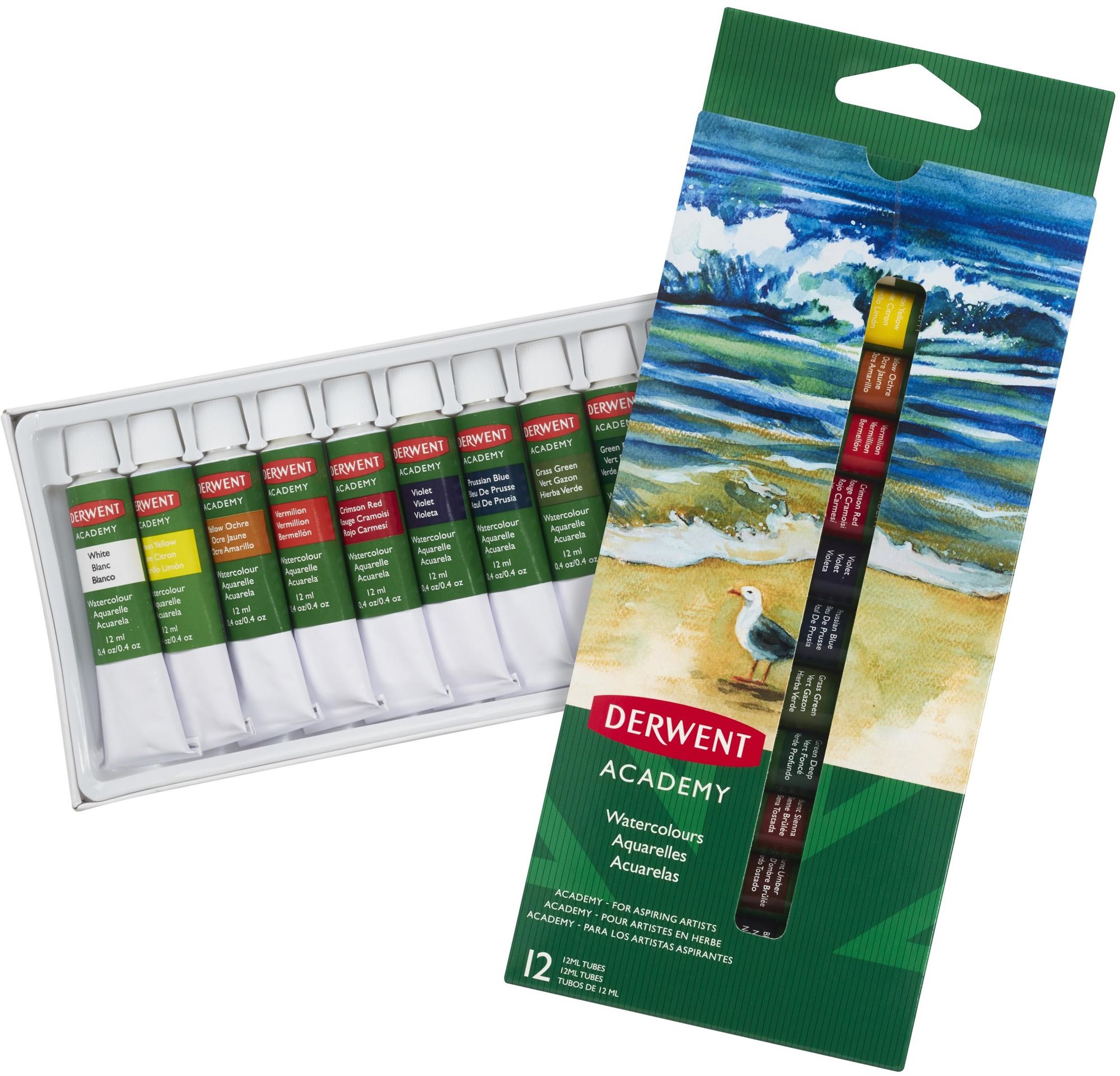 DERWENT Academy Watercolour Paints 12 ml 12 farieb