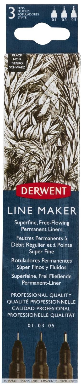 DERWENT Line Maker Black 0.1 mm, 0.3 mm a 0.5 mm, čierny