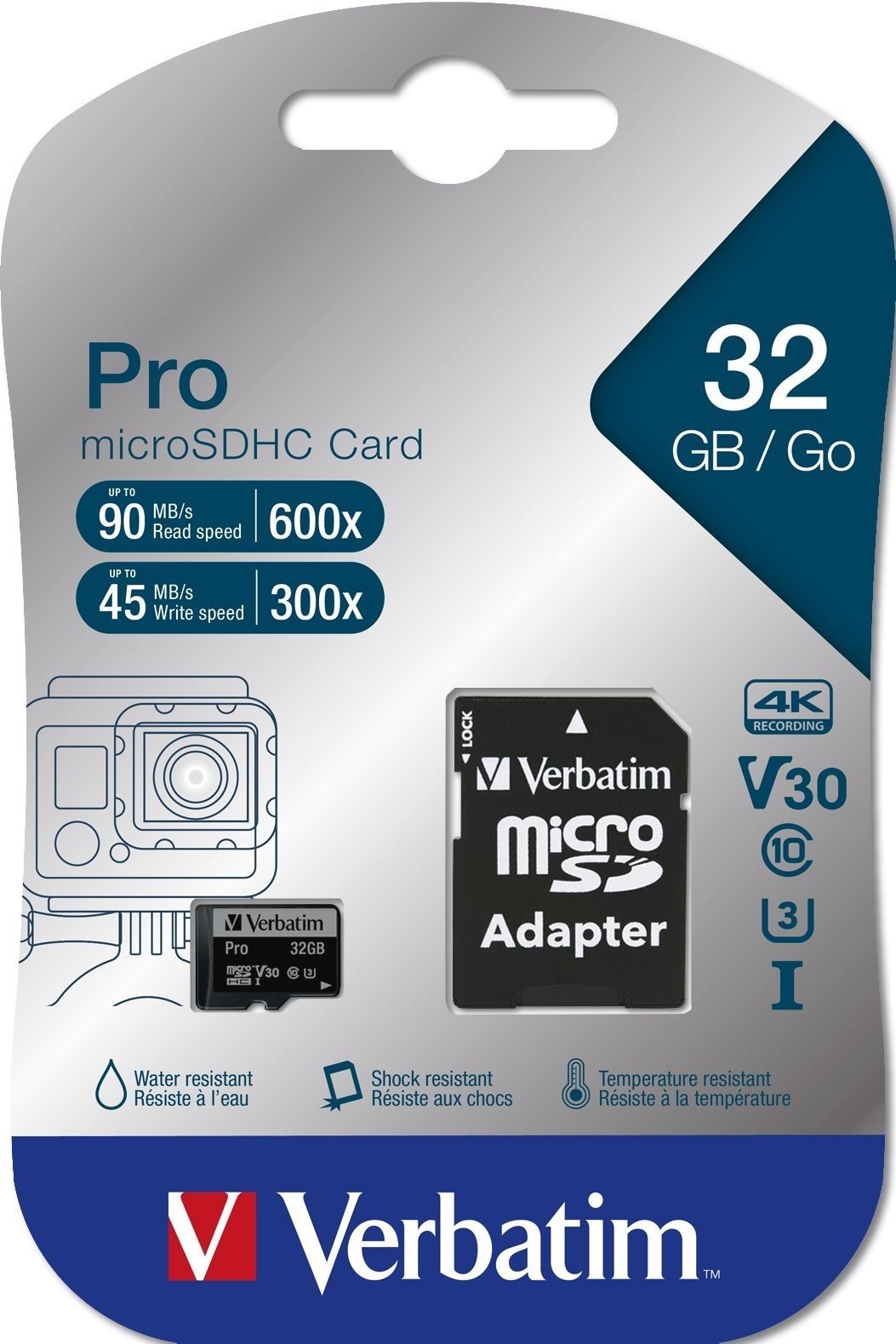 Verbatim MicroSDHC 32 GB Pro + SD adaptér