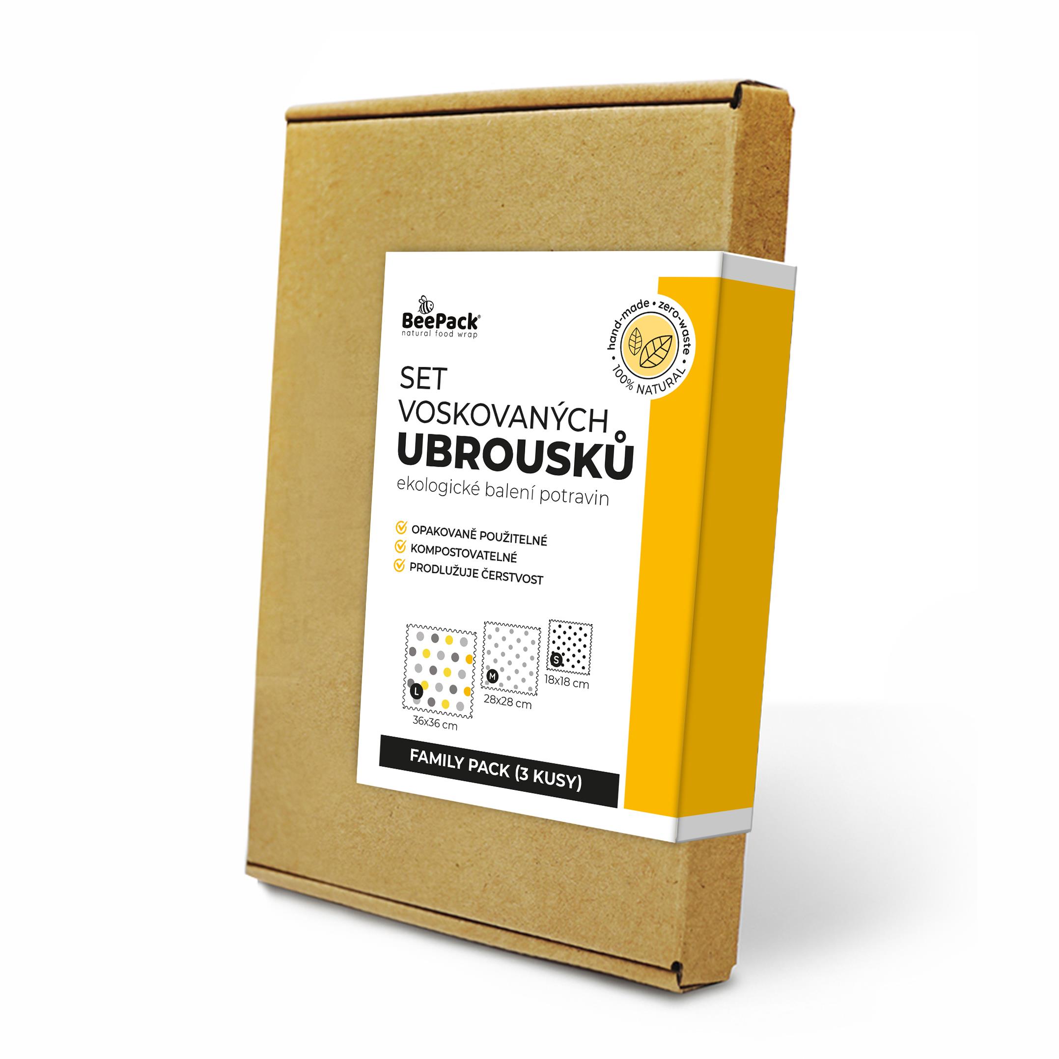 BEEPACK Family Pack 3 voskované obrúsky, S + M + L