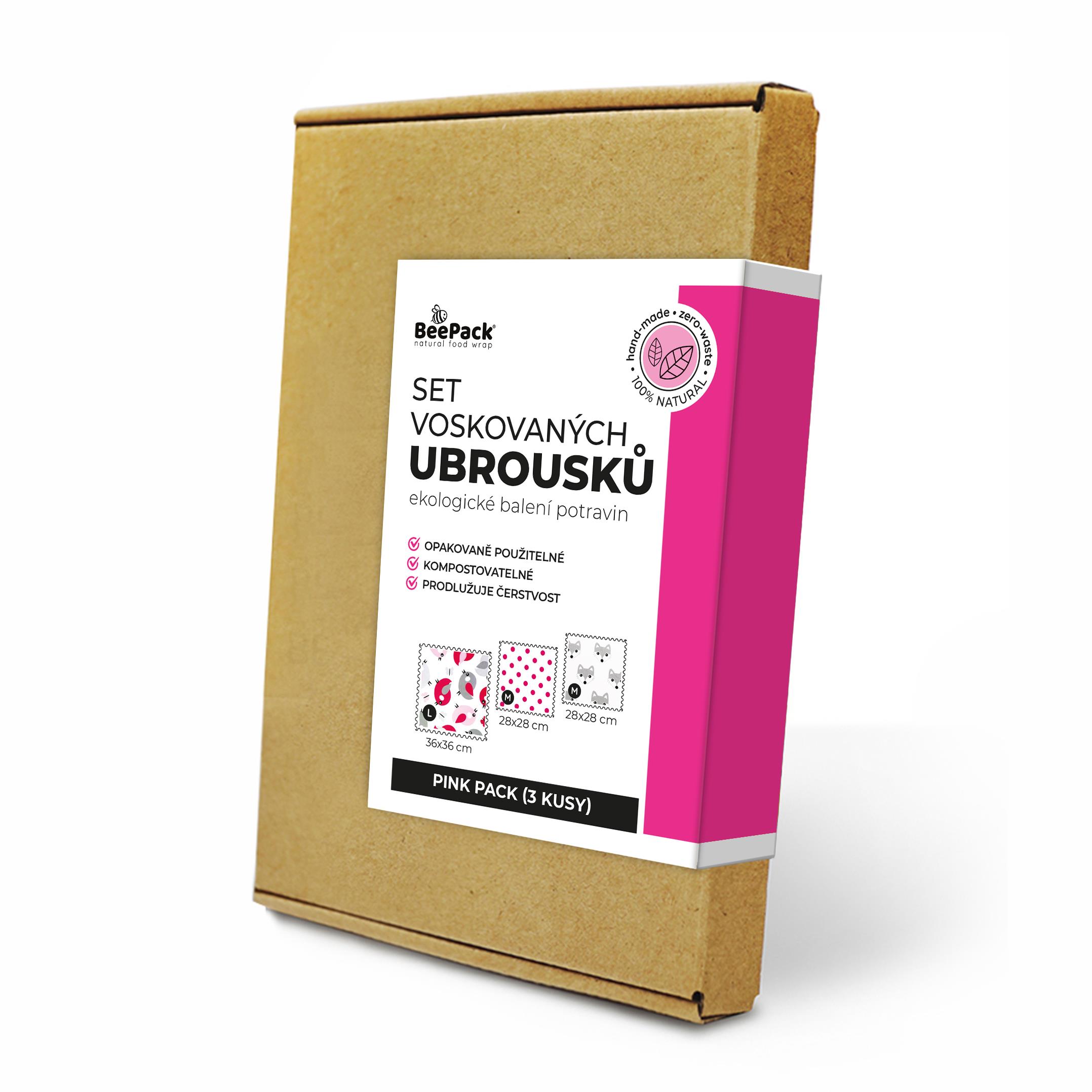 BEEPACK Pink Pack 3 voskované obrúsky, M + M + L