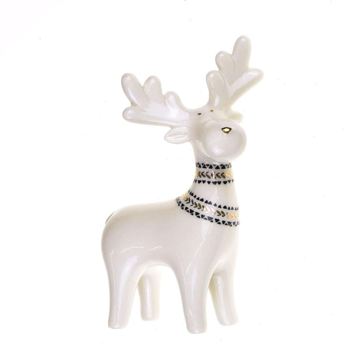 BerryHome Vianočná dekorácia – sob biely porcelánový, 15,5 cm