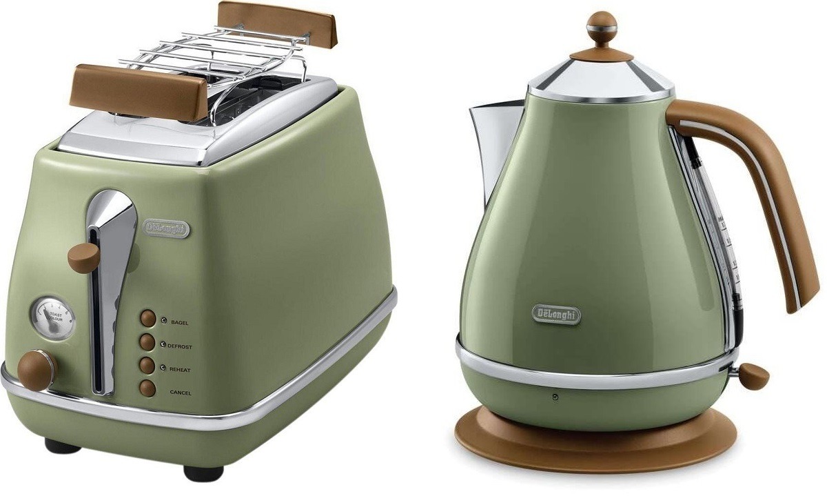 Snídaňová kolekce De'Longhi Icona Vintage - zelená (KBOV2001.GR & CTOV2103.GR)