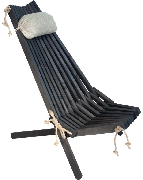 EcoFurn Lilli Drevené záhradné skladacie kreslo s vankúšom, jelša, čierny olej