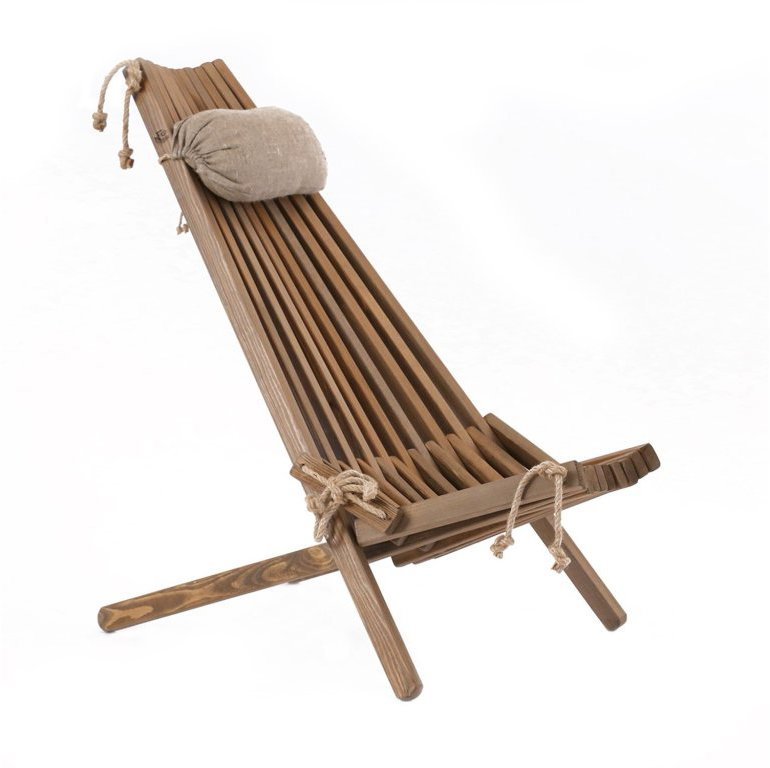 EcoFurn Lilli Drevené záhradné skladacie kreslo s vankúšom, jelša, popolavý olej