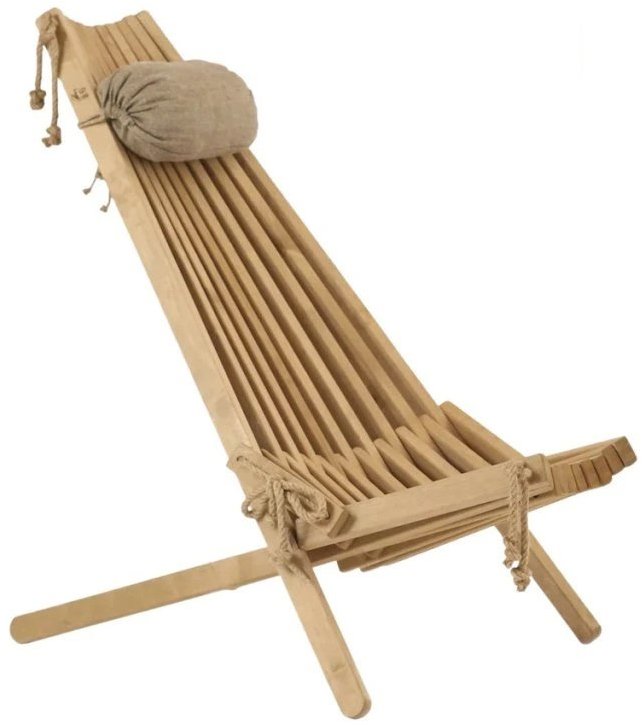 EcoFurn Lilli Drevené záhradné skladacie kreslo s vankúšom, breza, olej natural dub