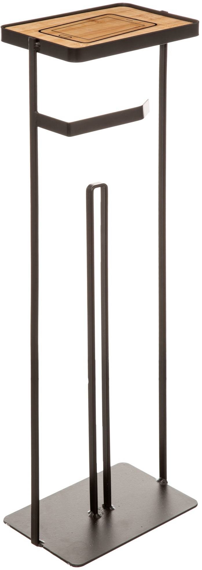 5five Simply Smart Stojan na toaletný papier s poličkou na mobil, čierny, kovový