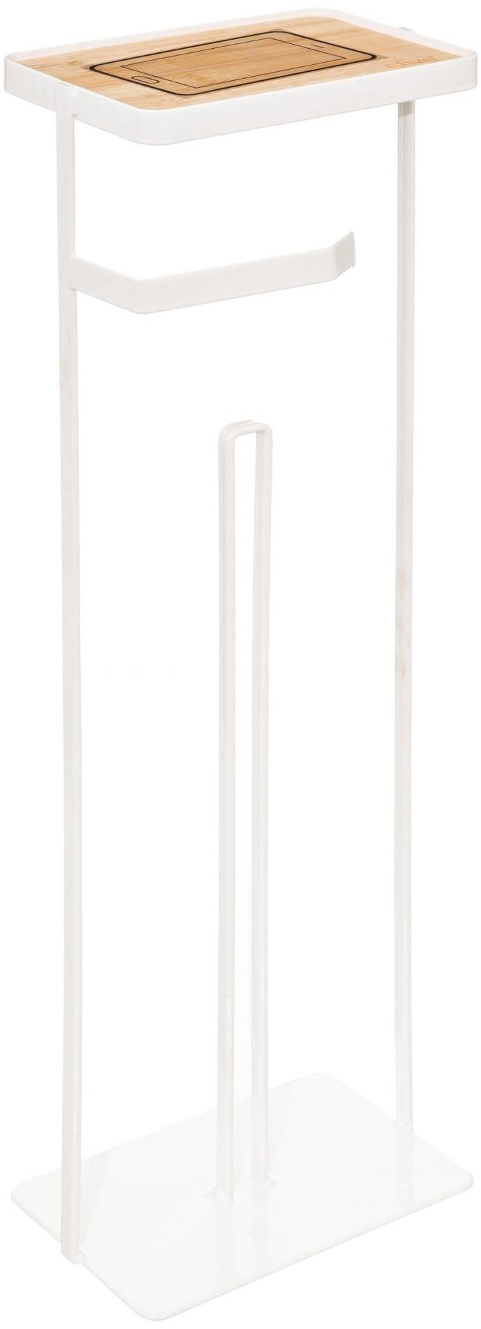 5five Simply Smart Stojan na toaletný papier s poličkou na mobil, kovový, biely