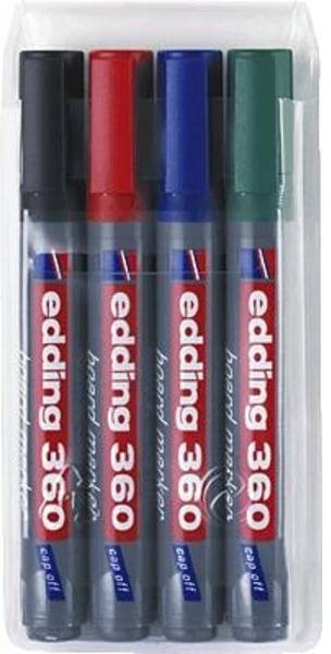 EDDING 360 na biele tabule a flipcharty, sada 4 farieb