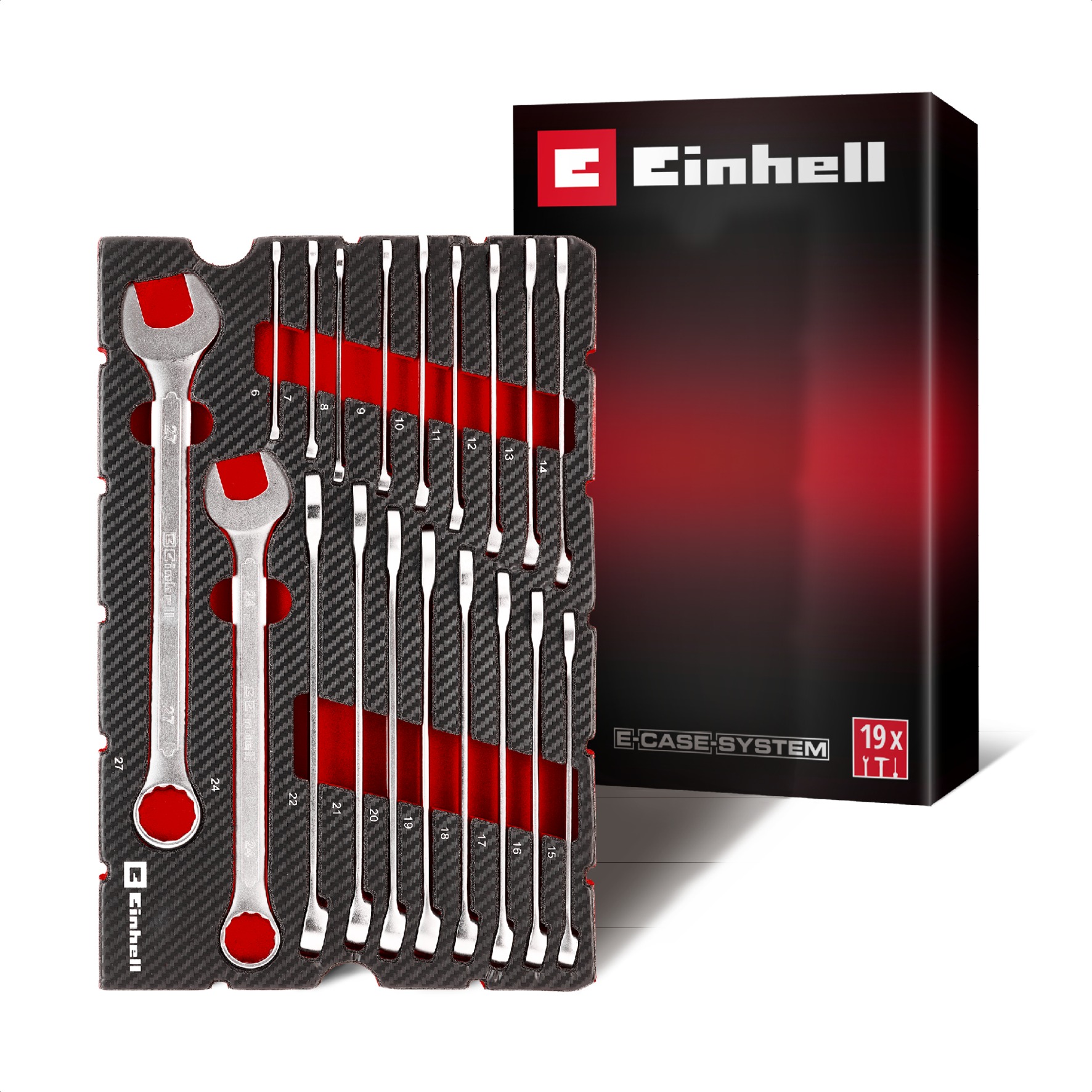 EINHELL E-Case Vložka do kufrov – Sada očkoplochých kľúčov 19 ks, 49370521