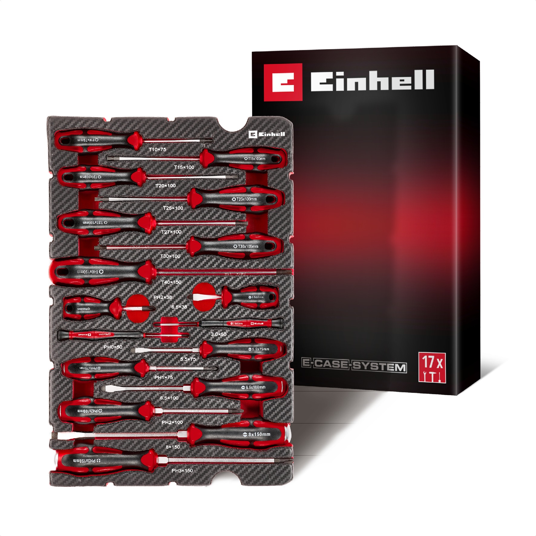 EINHELL E-Case Vložka do kufrov – Sada ručných skrutkovačov 17 ks, 49370525