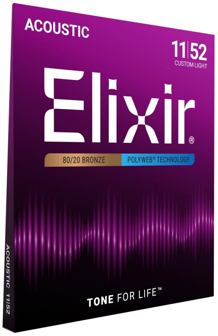 Elixir 11025 Polyweb 80/20 Bronze 11-52 Custom Light