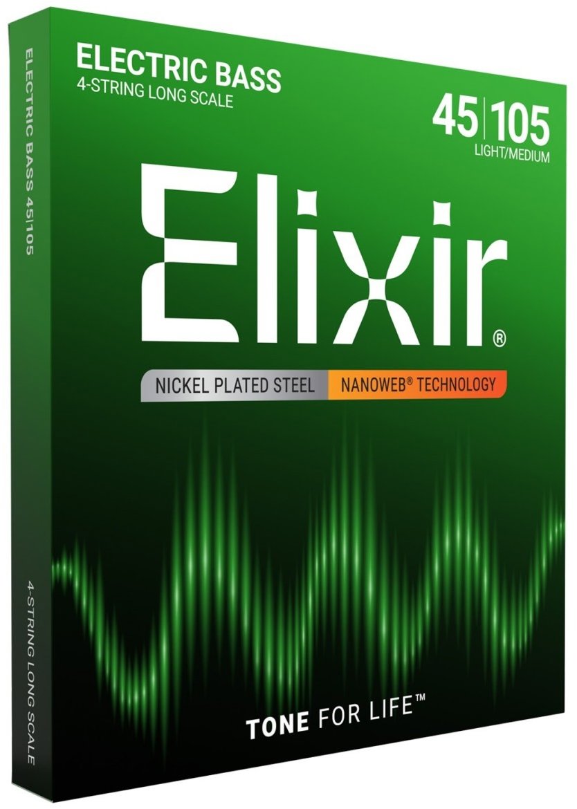 Elixir 14077 Bass Nanoweb Nickel 45-105 Light-Medium