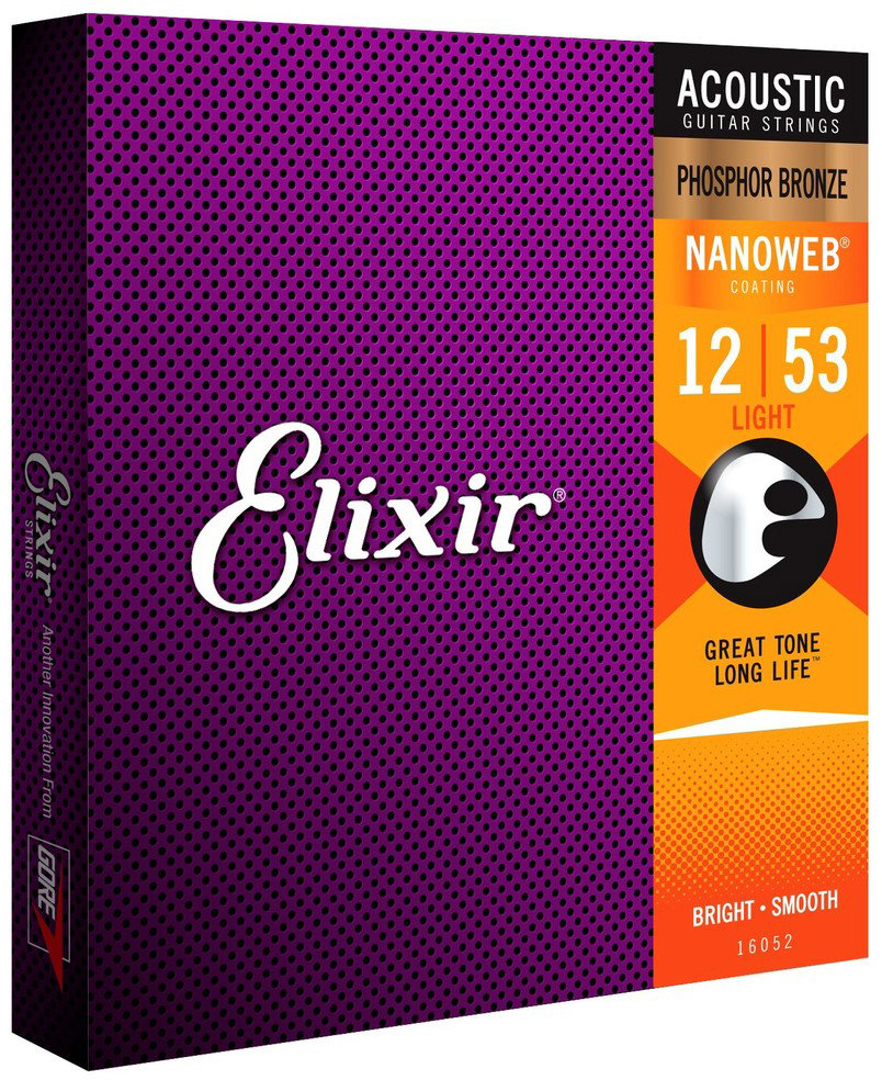 Elixir 16052 Nanoweb Phosphor Bronze 12-53 Light