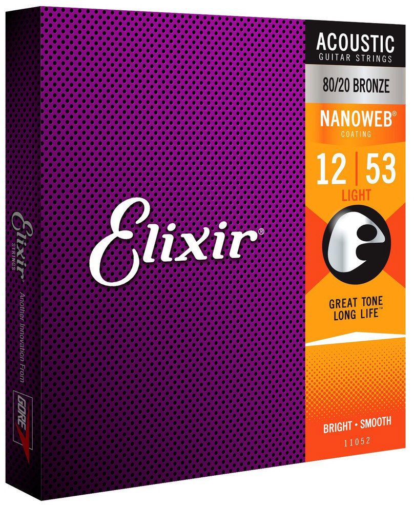 Elixir 11052 Nanoweb 80/20 Bronze 12-53 Light