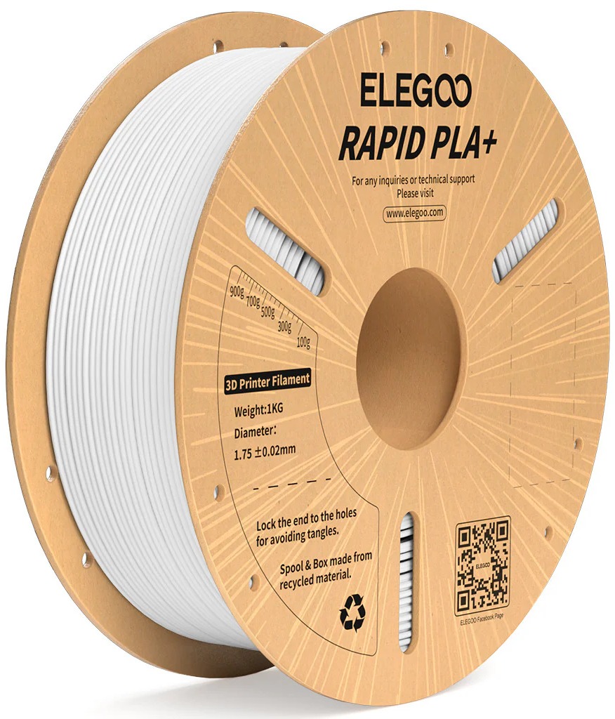 Elegoo RAPID PLA+ – 1,75 mm – 1 KG – Cardboard Spool – White