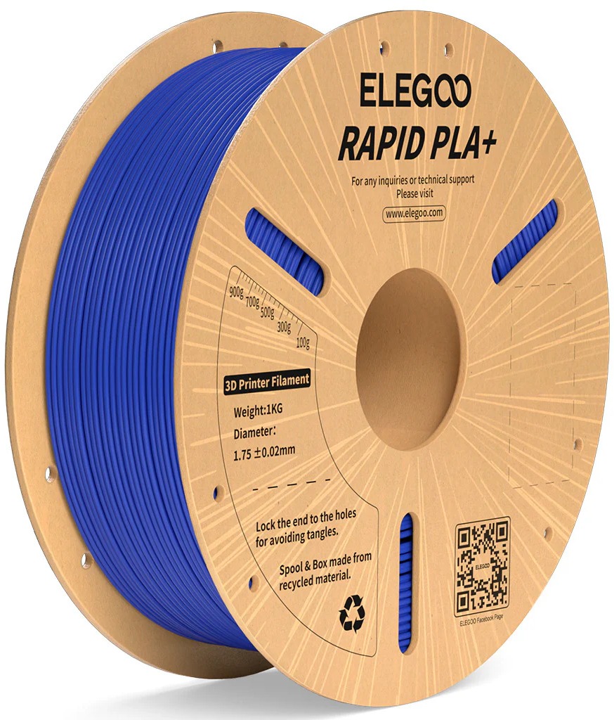 Elegoo RAPID PLA+ – 1,75 mm – 1 KG – Cardboard Spool – Blue