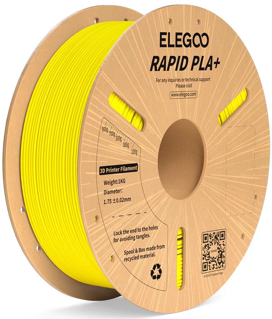 Elegoo RAPID PLA+ – 1,75 mm – 1 KG – Cardboard Spool – Yellow