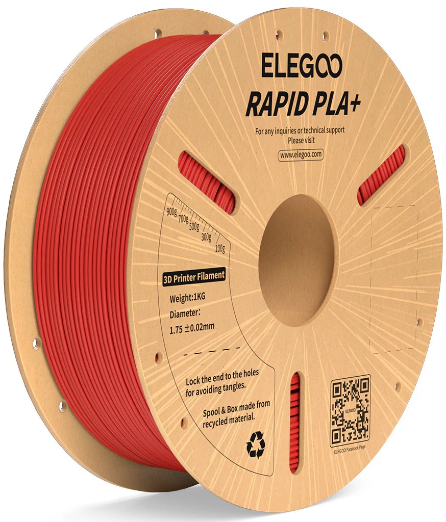 Elegoo RAPID PLA+ – 1,75 mm – 1 KG – Cardboard Spool – Red