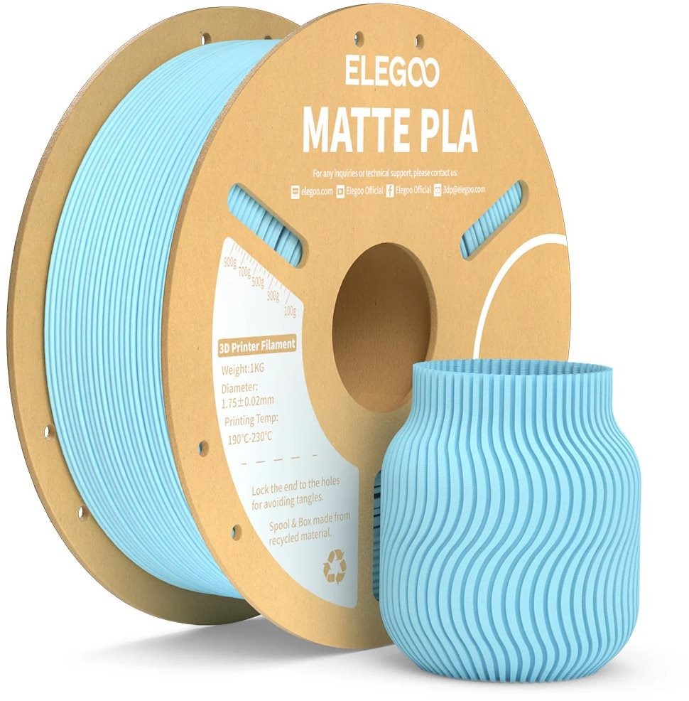 Elegoo PLA MATTE – 1,75 mm – 1 KG – Cardboard Spool – Ice Blue