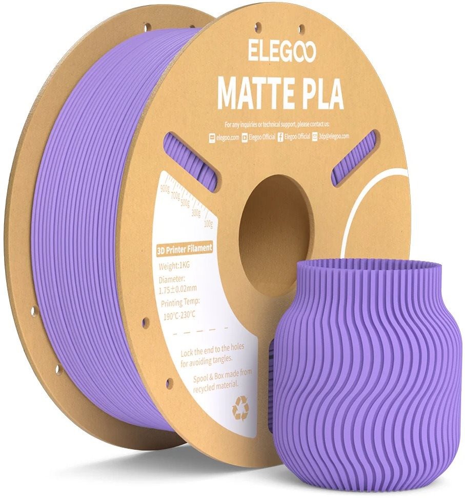 Elegoo PLA MATTE – 1,75 mm – 1 KG – Cardboard Spool – Lavender Purple