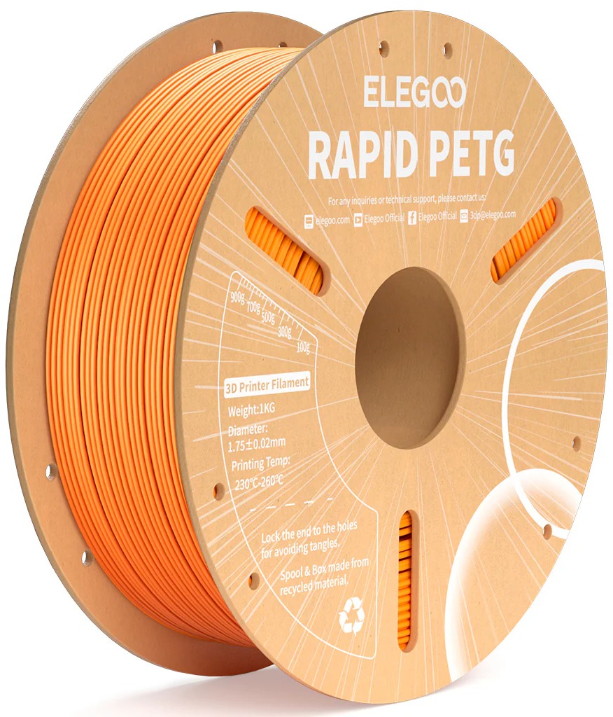Elegoo RAPID PETG – 1,75 mm – 1 KG – Cardboard Spool – Orange