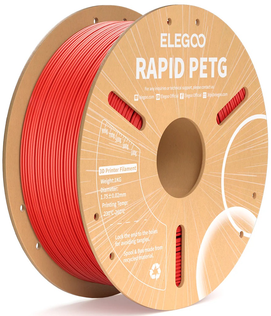 Elegoo RAPID PETG – 1,75 mm – 1 KG – Cardboard Spool – Red