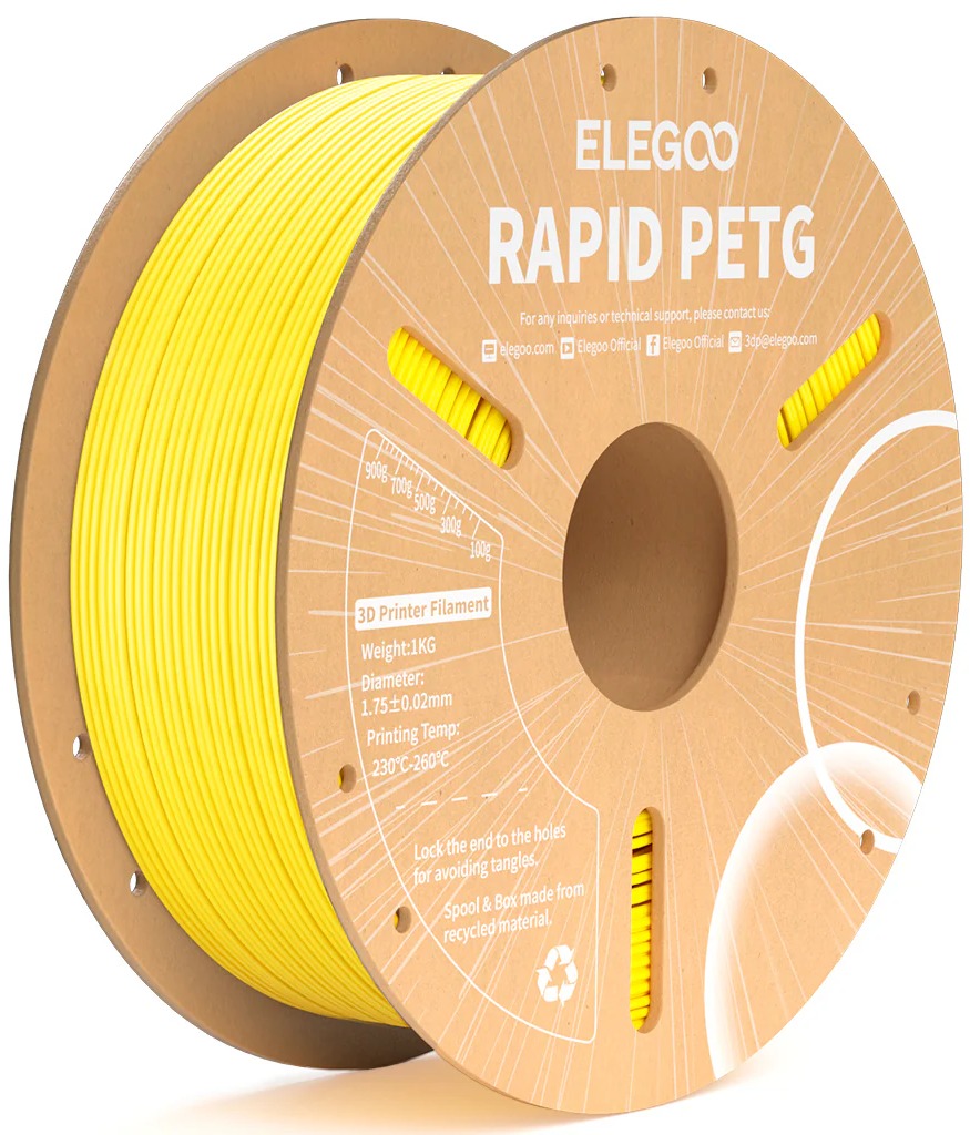 Elegoo RAPID PETG – 1,75 mm – 1 KG – Cardboard Spool – Yellow