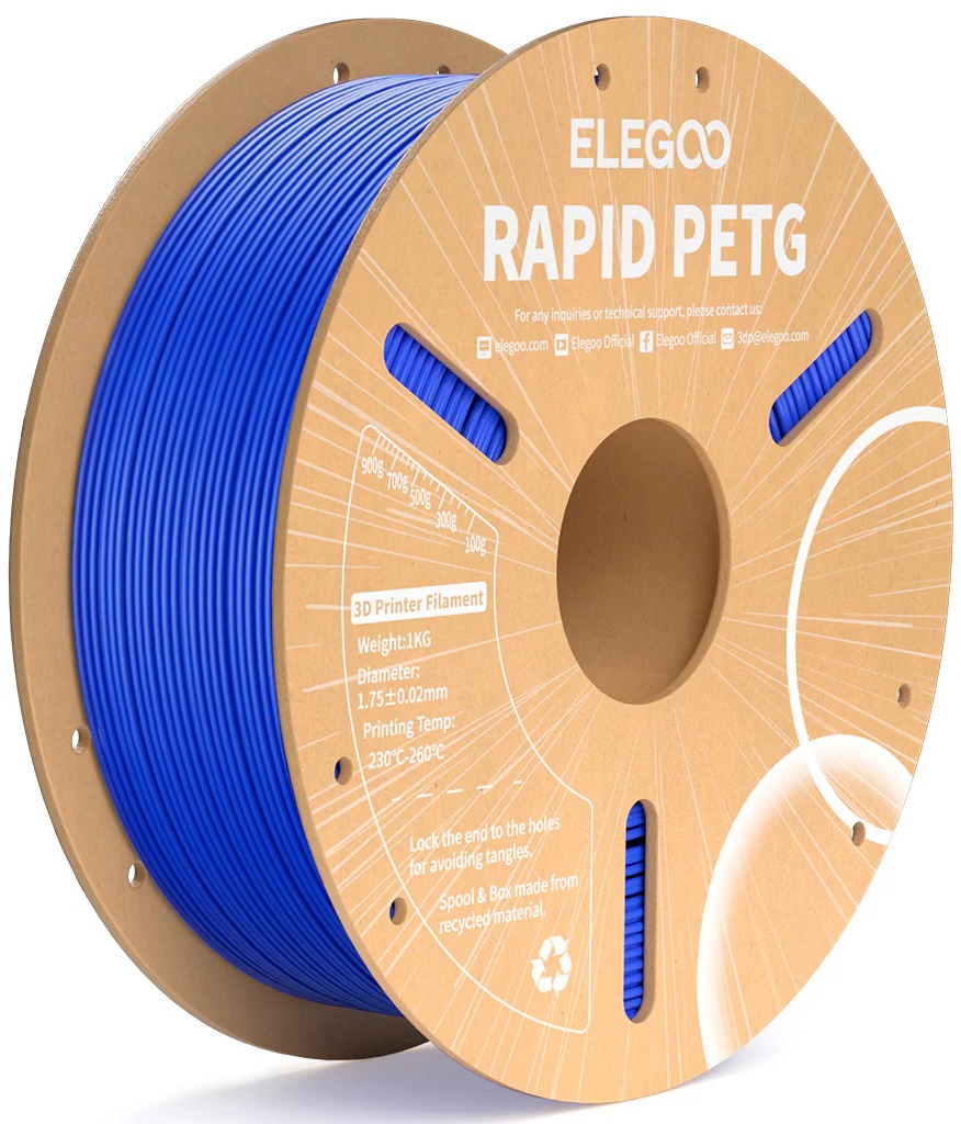 Elegoo RAPID PETG – 1,75 mm – 1 KG – Cardboard Spool – Blue