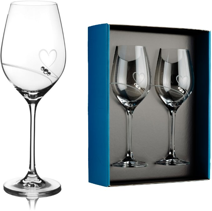Element Poháre na biele víno Amore s kamienkami Swarovski 360 ml 2 ks