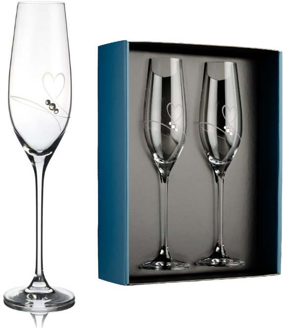Element Poháre na šampanské Amore s kamienkami Swarovski 210 ml 2 ks