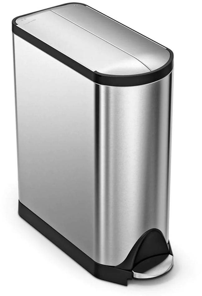 Pedálový odpadkový kôš na triedený odpad, Simplehuman – 40 l (20/20), butterfly, matná oceľ