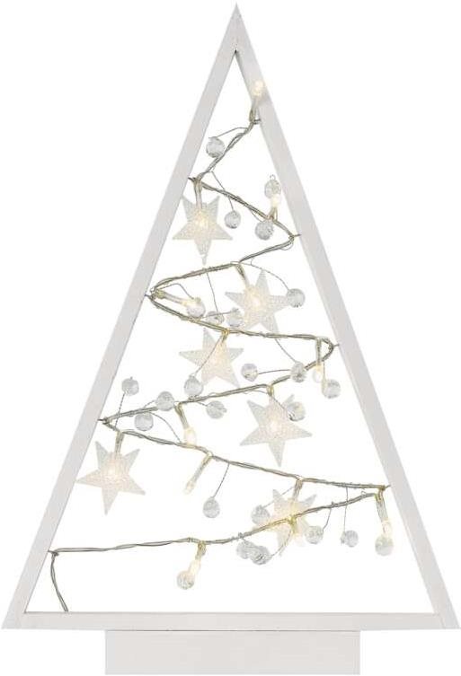 EMOS LED dekorácia – svietiaci stromček s ozdobami, 40 cm, 2× AA, vnútorný, teplá biela, časovač
