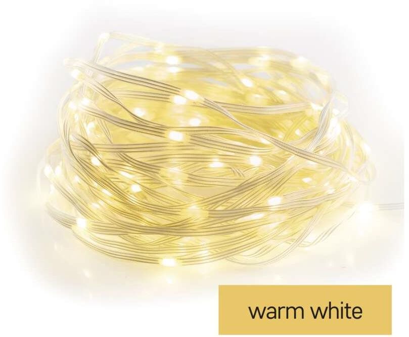 EMOS LED vianočná drop reťaz, 16 m, vonkajšia aj vnútorná, teplá biela, časovač
