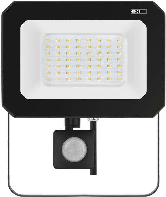 EMOS LED reflektor SIMPO s pohybovým senzorom, 50 W, čierny, neutrálna biela