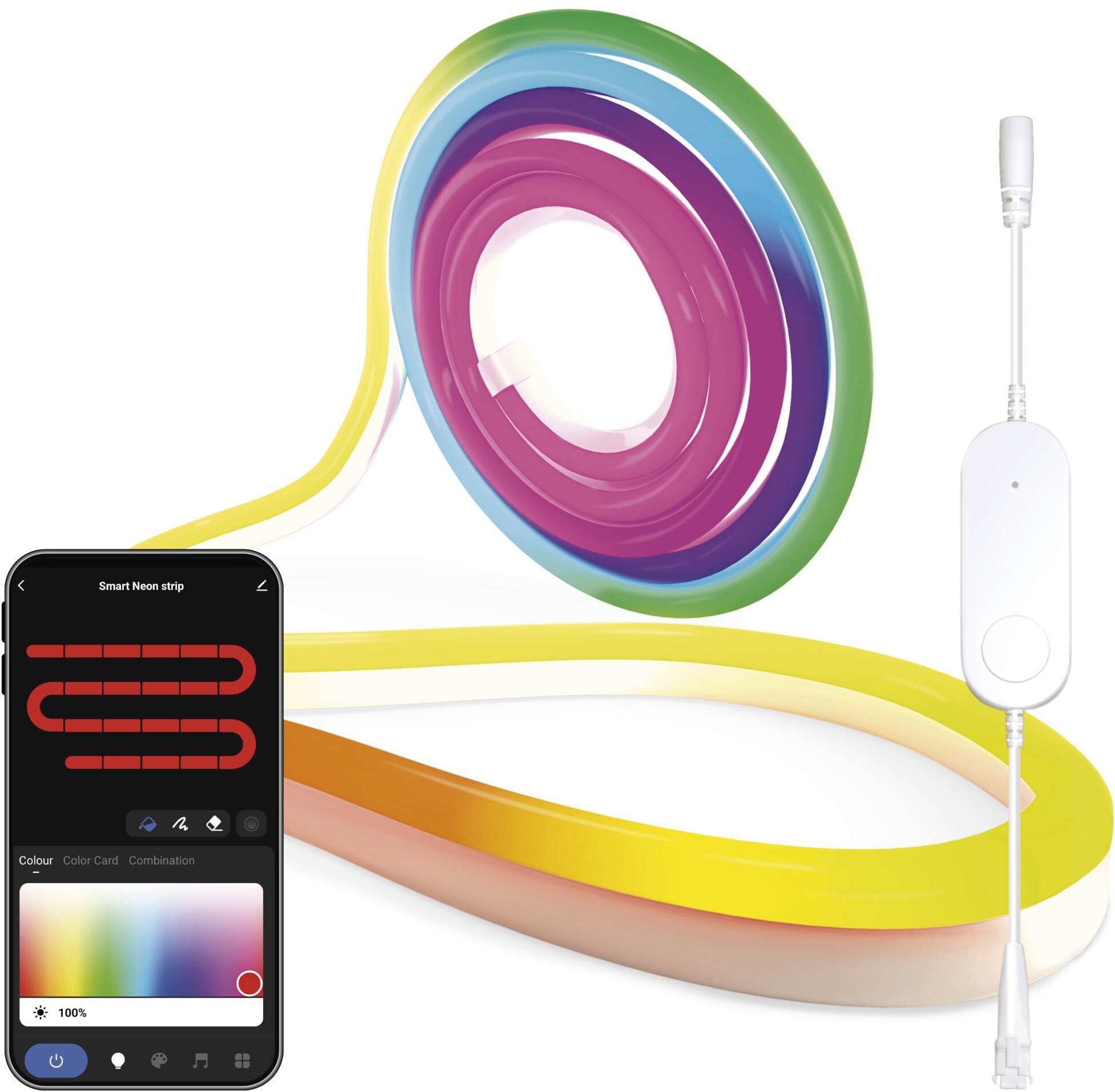 EMOS GoSmart ohybný NEON biely, RGBIC, stmievateľný, WiFi, 3 m, 23 W