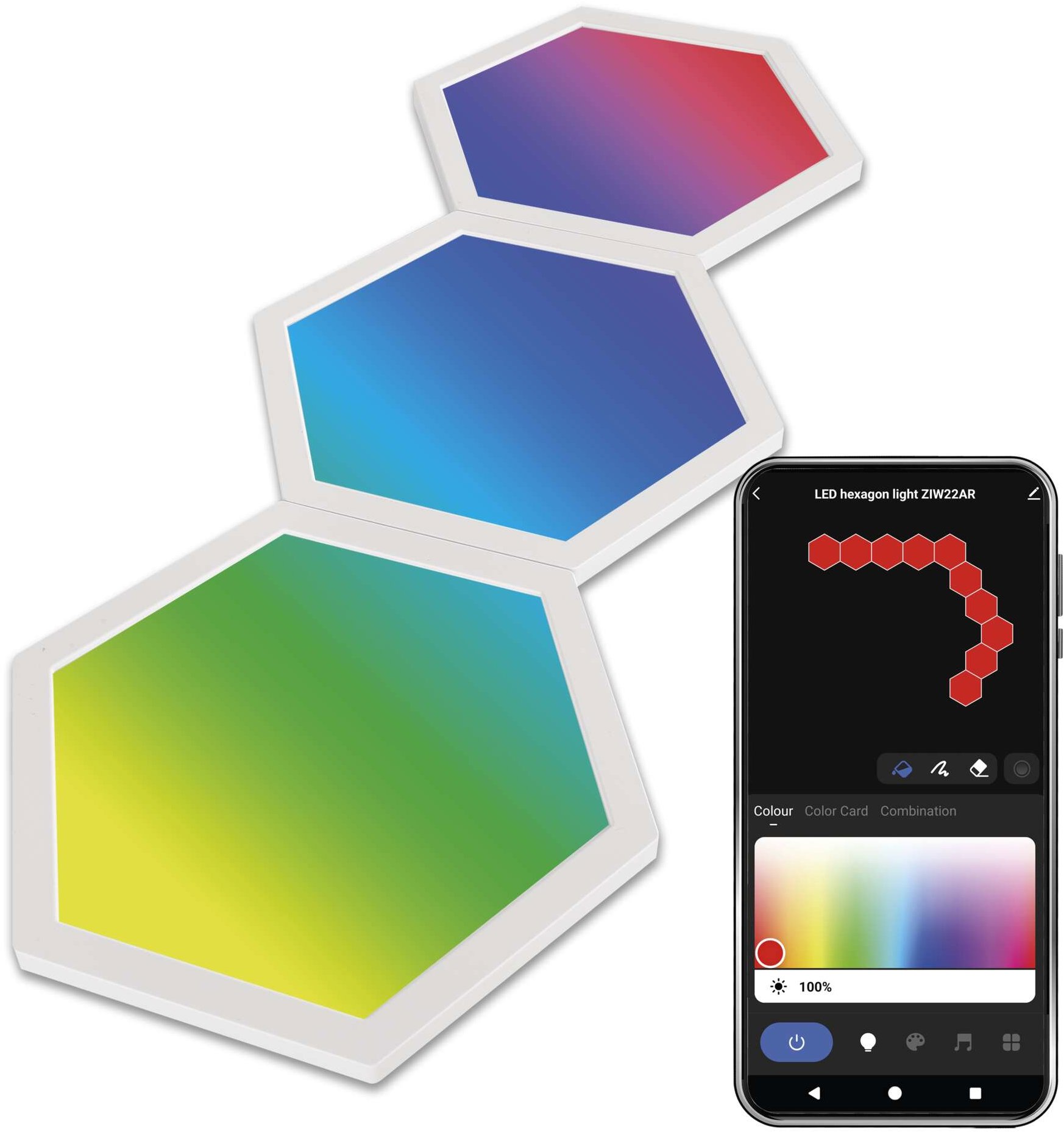 EMOS GoSmart LED Hexagon, rozširujúca sada, 3 diely, 1,8 W, RGBIC stmievateľné, WiFi