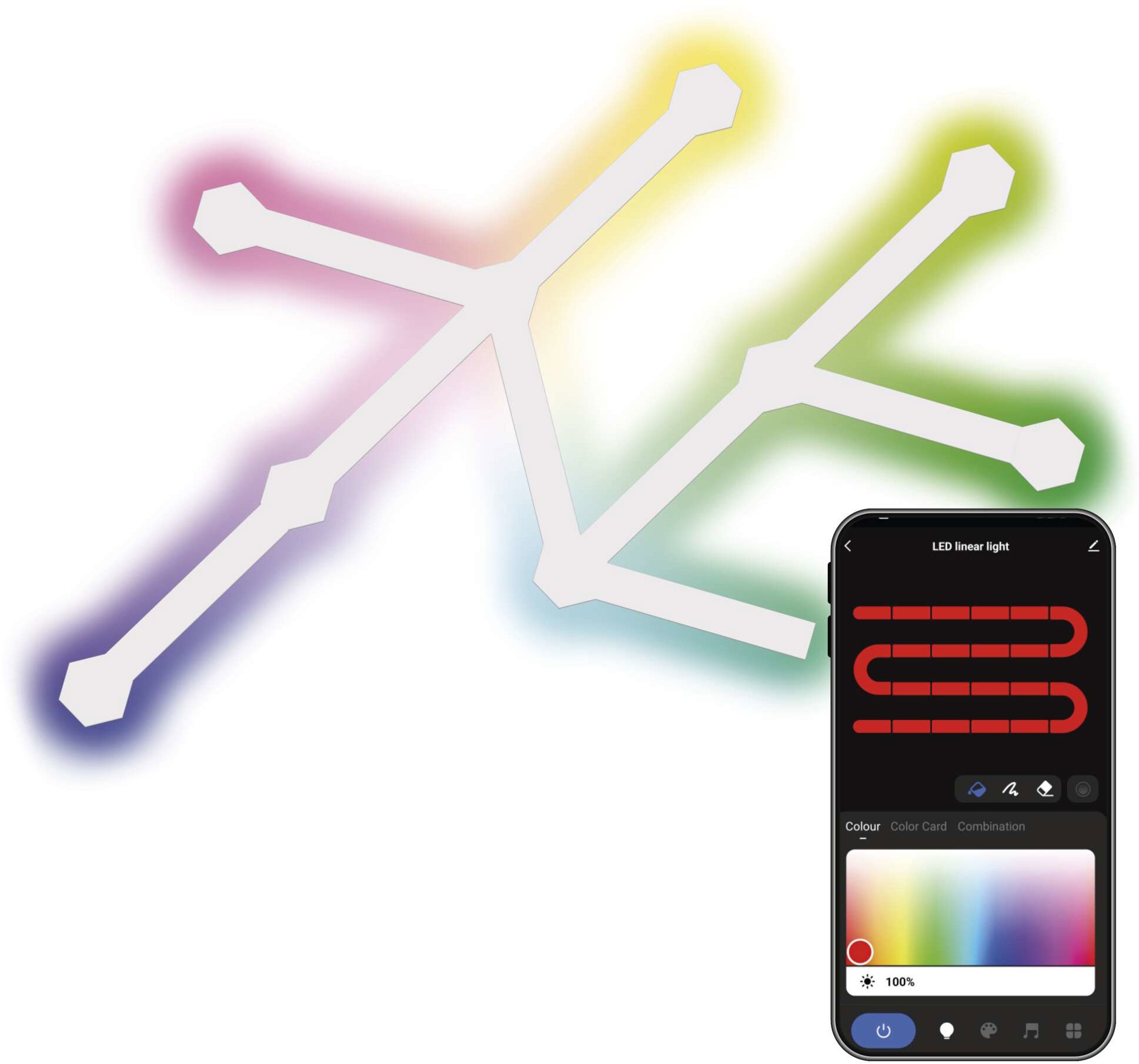 EMOS GoSmart LED Lines biele, 9 dielov, 34 W, RGBIC stmievateľné, WiFi