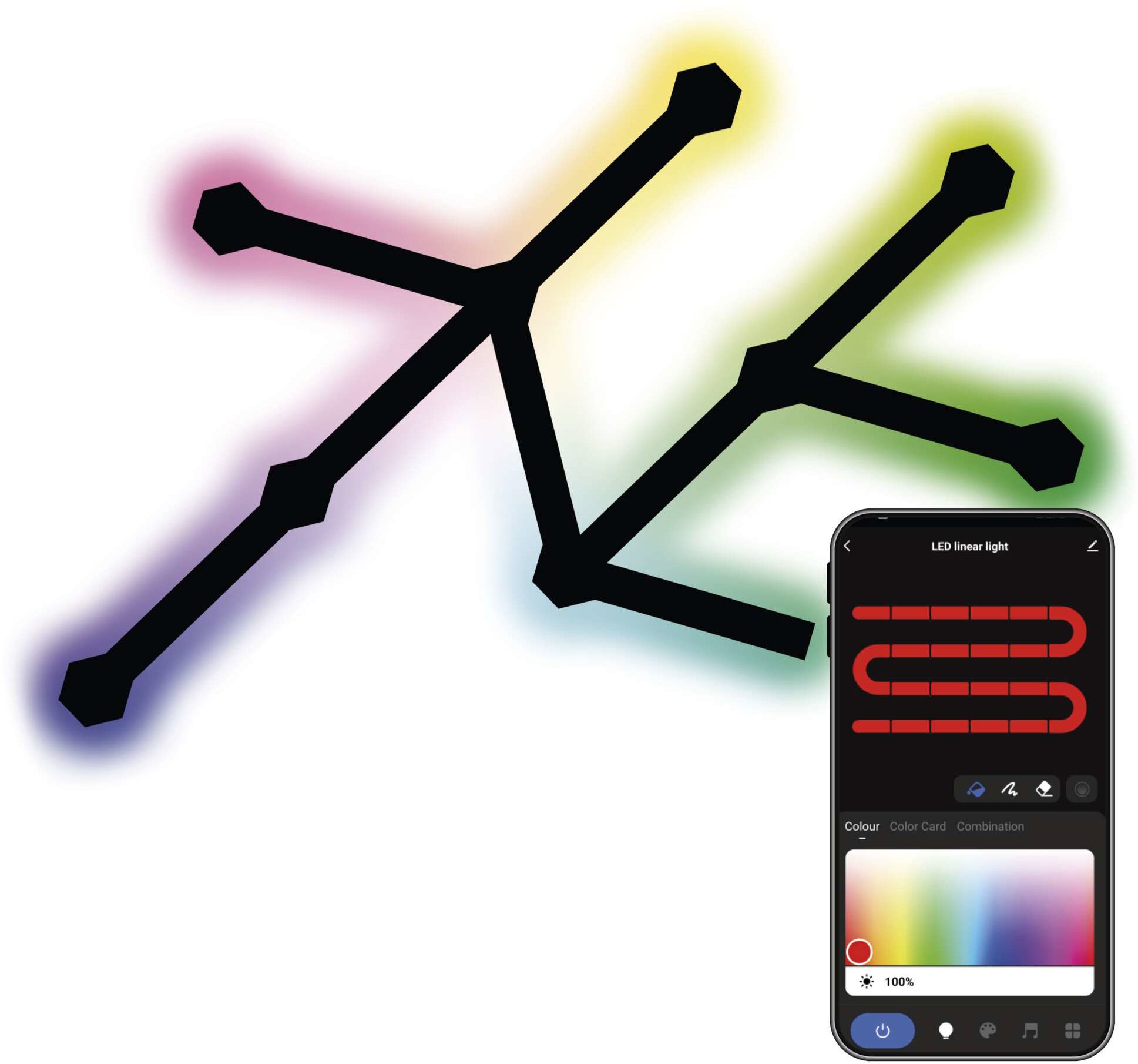 EMOS GoSmart LED Lines čierne, 9 dielov, 34 W, RGBIC stmievateľné, WiFi