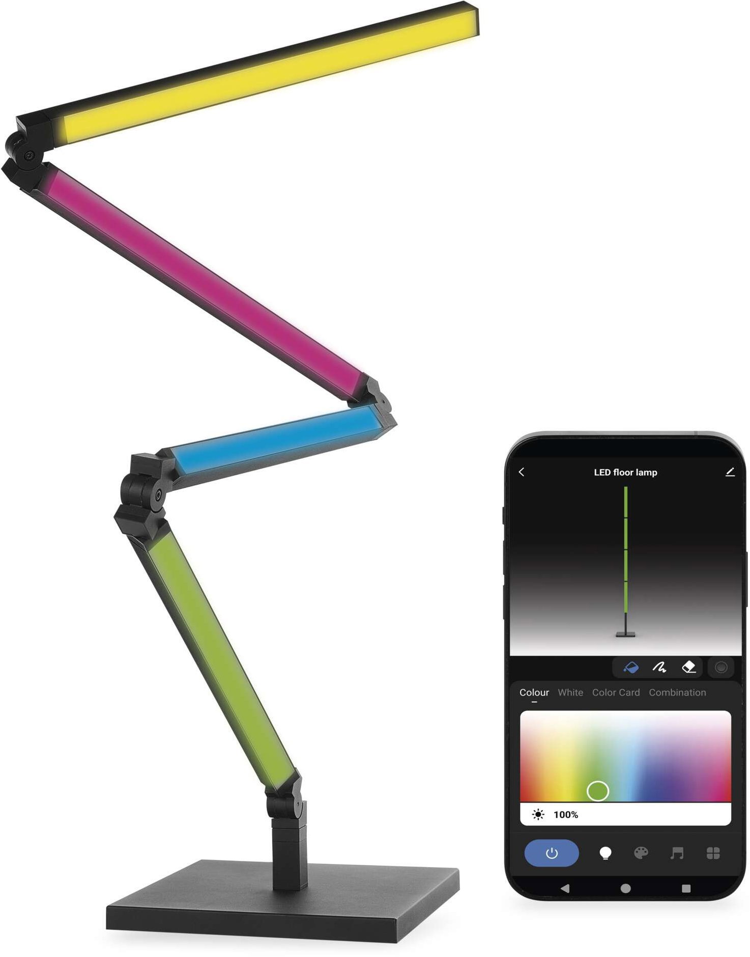 EMOS GoSmart LED stojacia lampa, čierna, 175 cm, teplá biela/RGBIC, WiFi