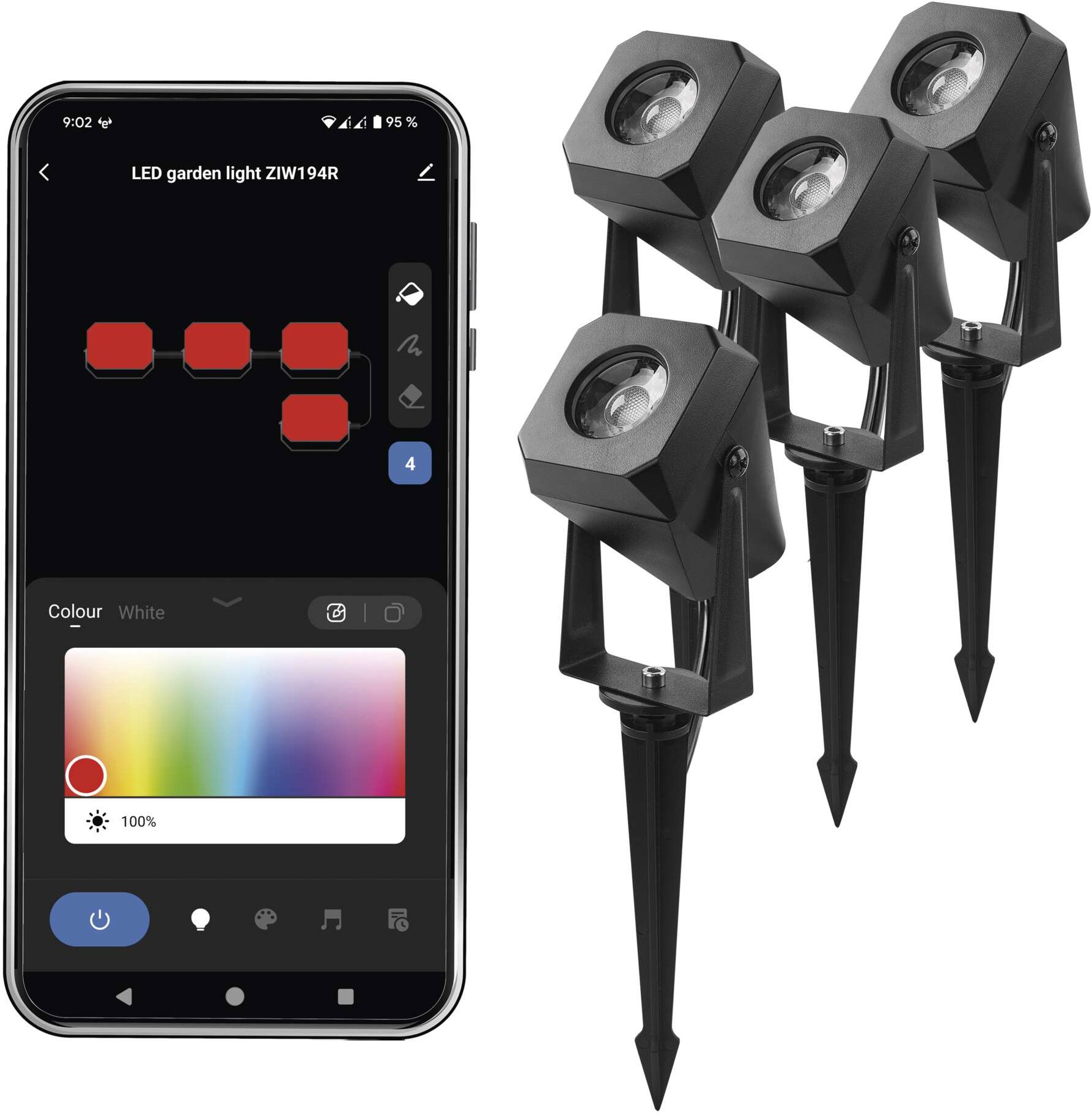 EMOS GoSmart LED bodové, štartovacia sada, 4 diely, 7 W, RGBIC stmievateľné, WiFi
