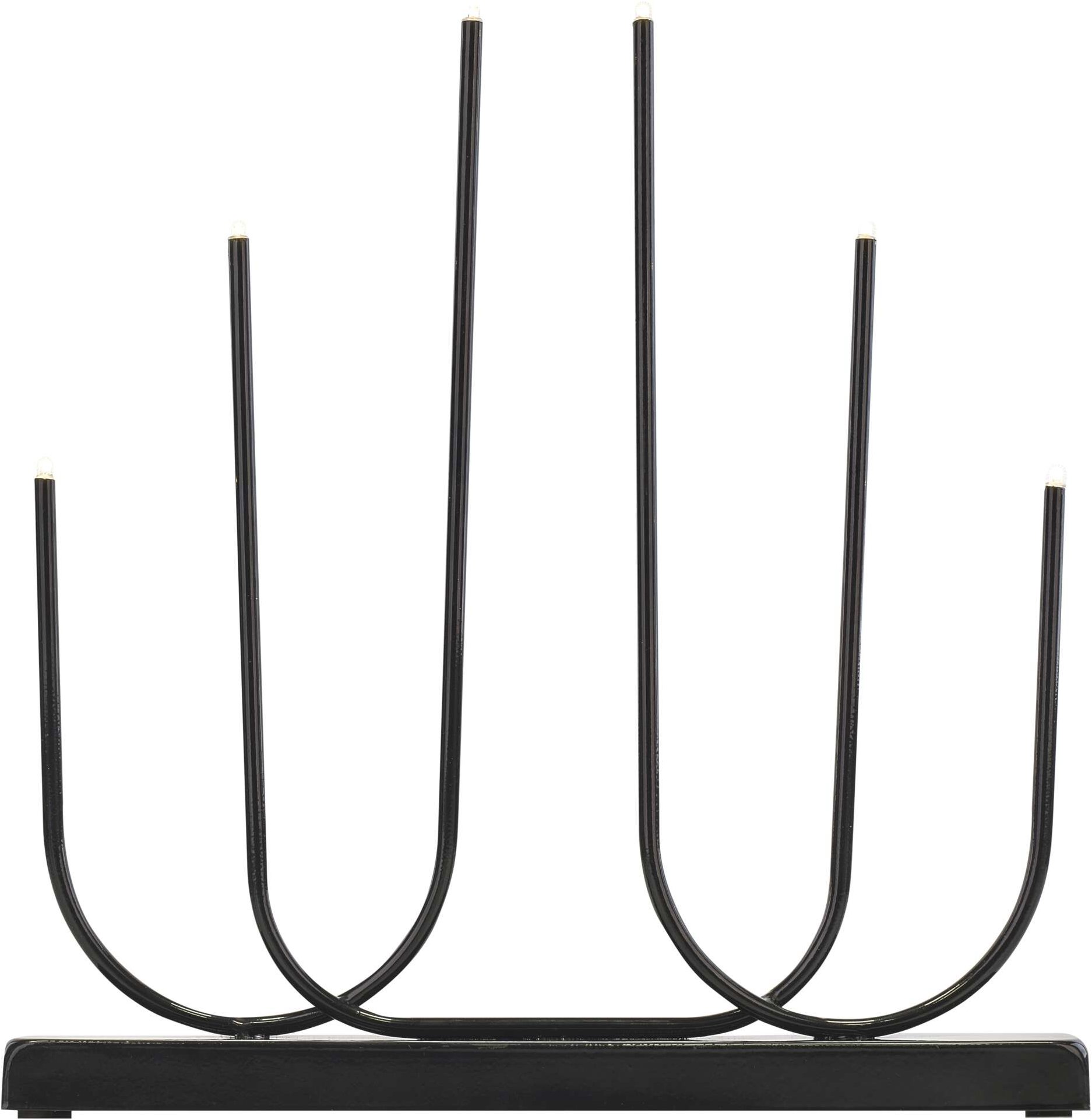 EMOS LED svietnik kovový čierny, 40 cm, 2× AA, vnútorná, teplá biela, časovač