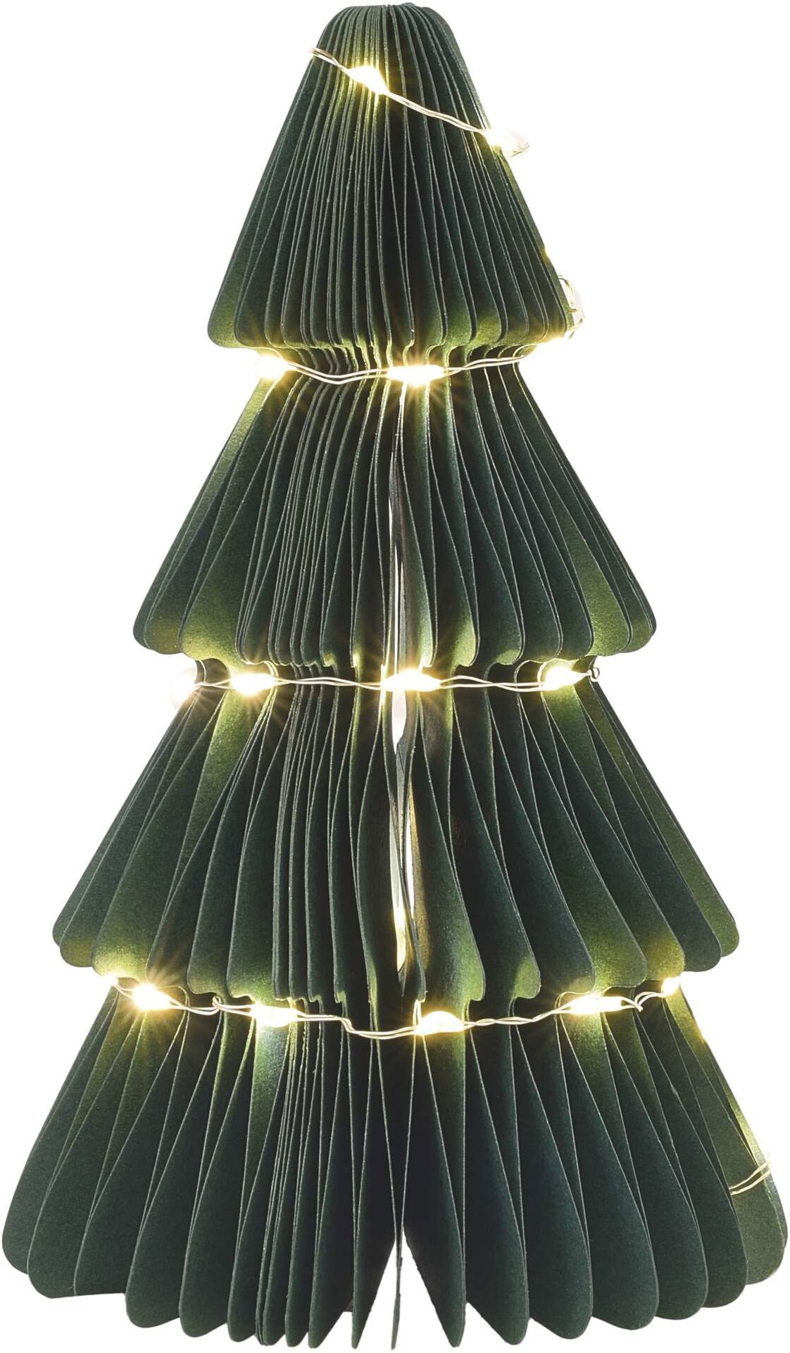 EMOS LED vianočný papierový strom so stojanom, 15 cm, vnútorný, časovač