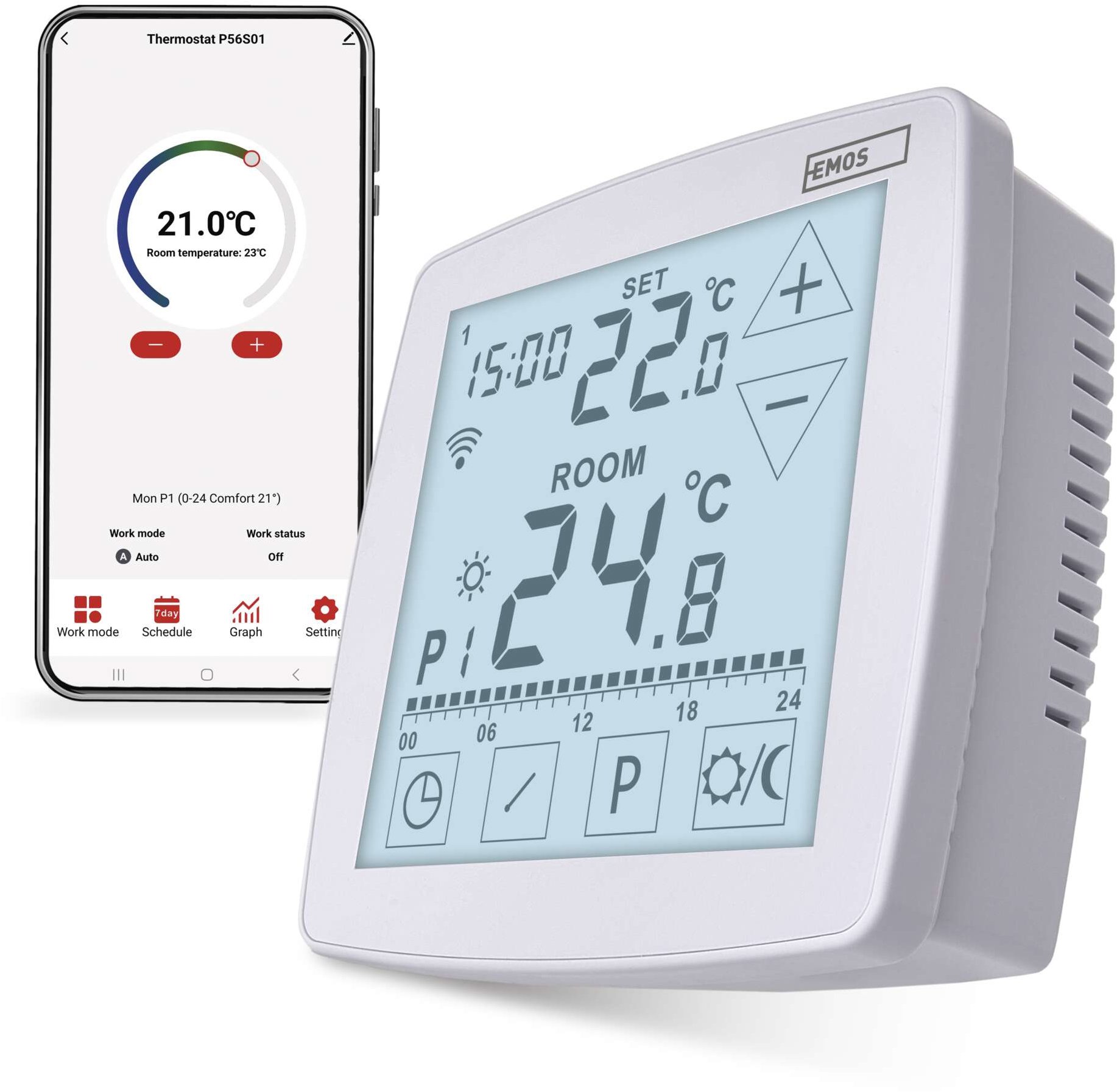 EMOS GoSmart P56S01 izbový + podlahový, programovateľný, drôtový, WiFi