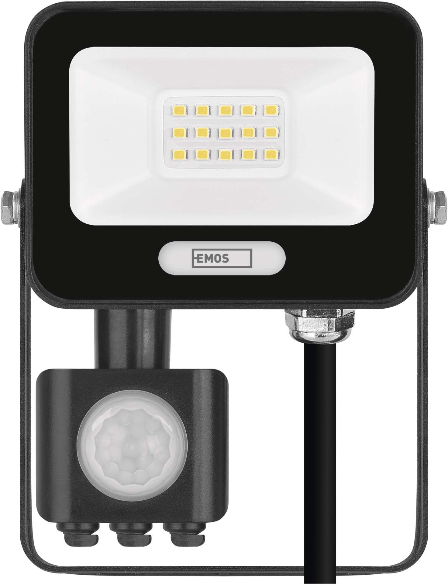 EMOS GLARO s pohybovým senzorom, 10 W, čierny, IP54, 1000 lm, neutrálna biela