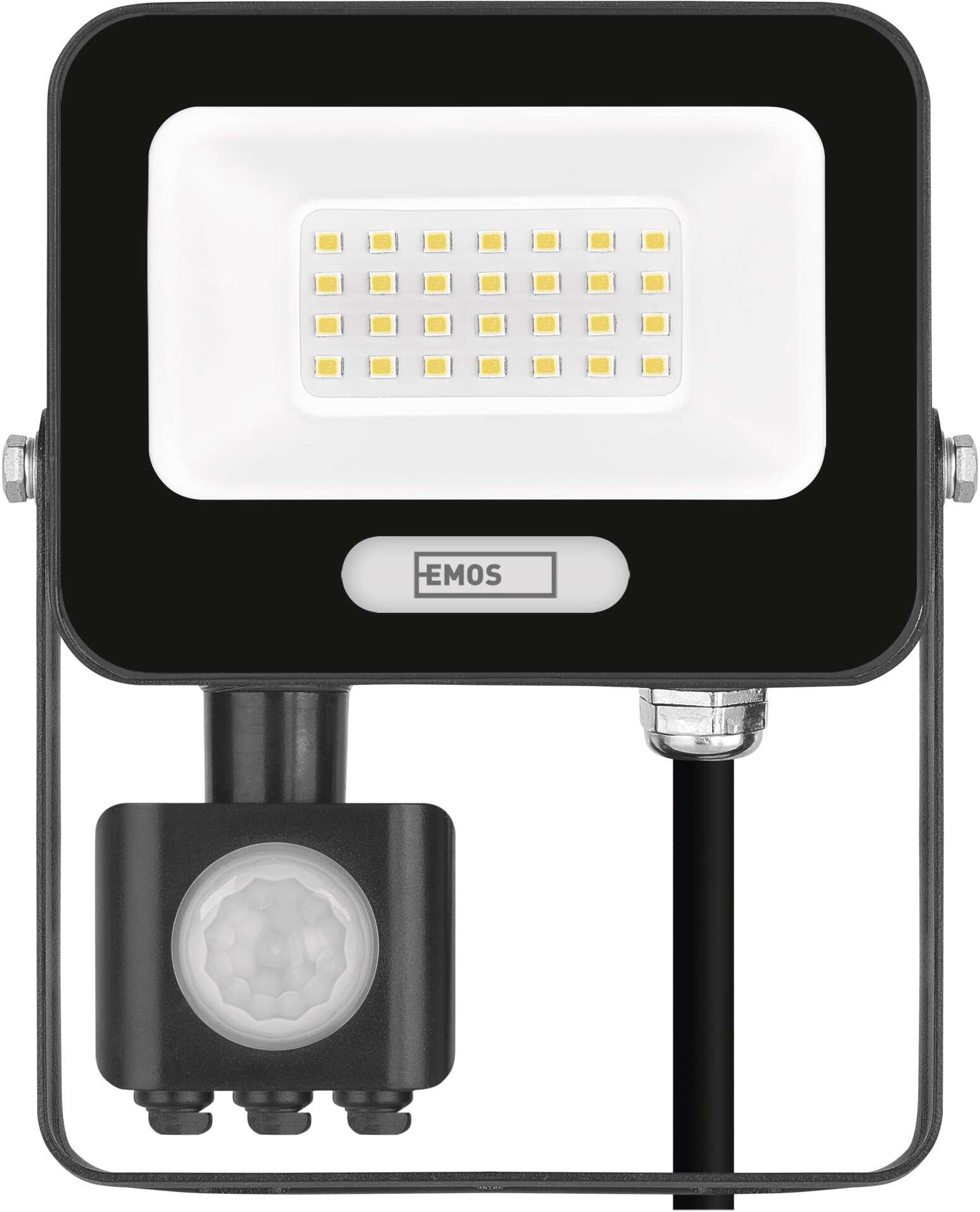 EMOS GLARO s pohybovým senzorom, 20 W, čierny, IP54, 2000 lm, neutrálna biela