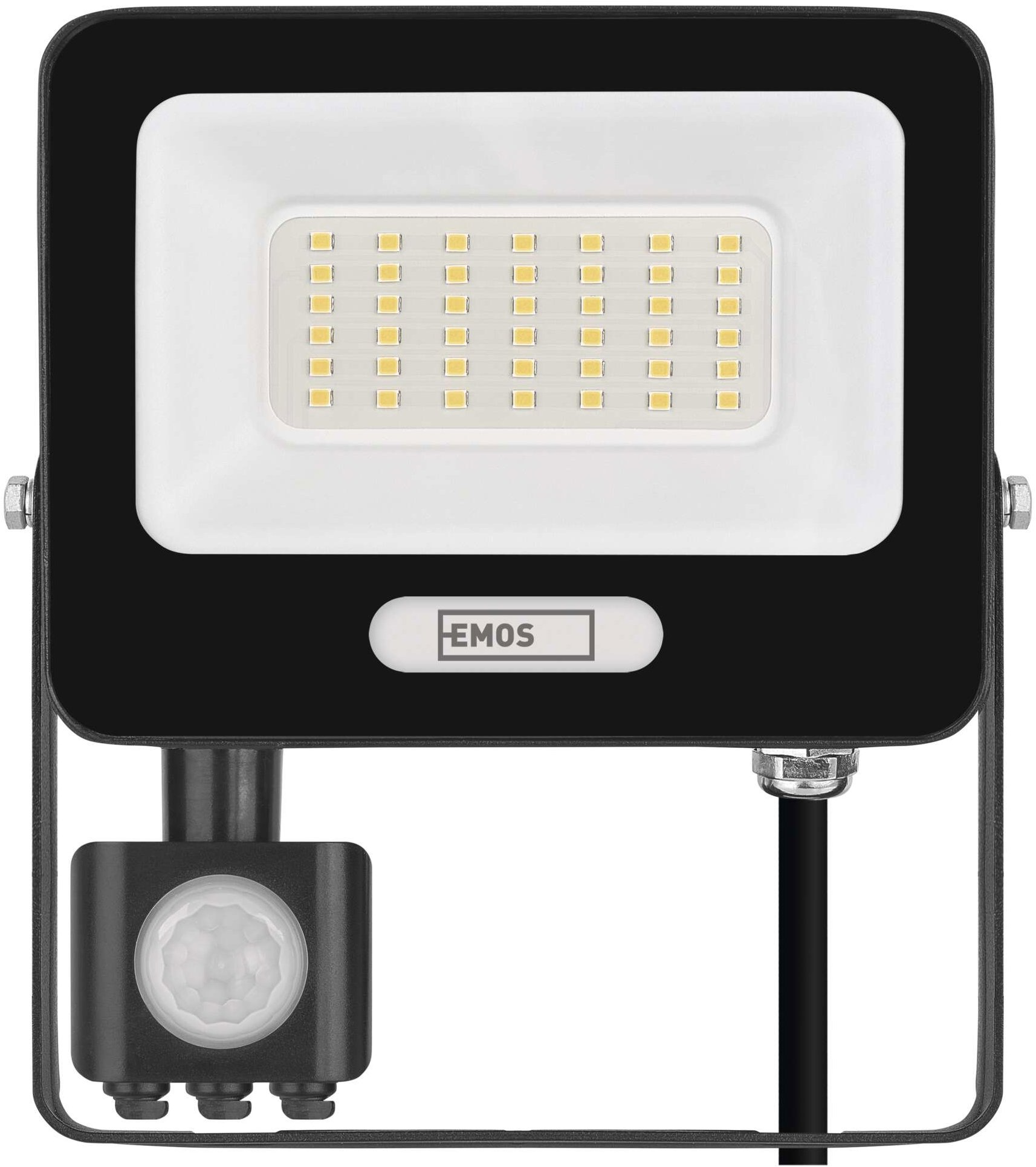 EMOS GLARO s pohybovým senzorom, 30 W, čierny, IP54, 3000 lm, neutrálna biela