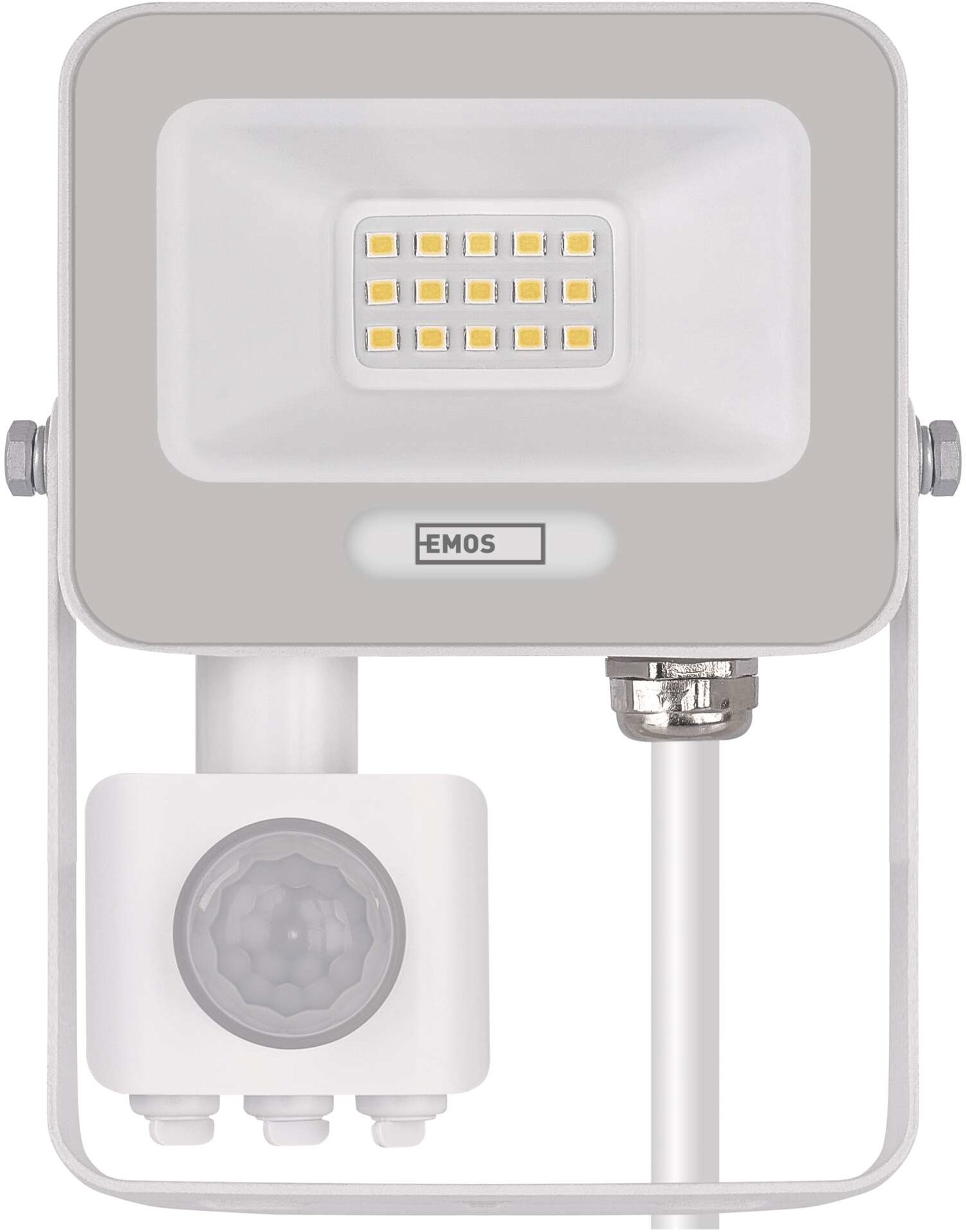 EMOS GLARO s pohybovým senzorom, 10 W, biely, IP54, 1000 lm, neutrálna biela